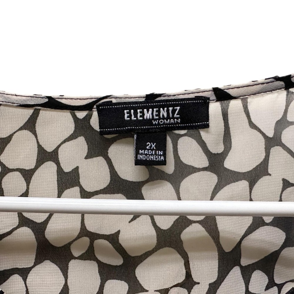 Elementz Woman Black and White Chiffon Blouse, 2X, Pre-owned - Picture 7 of 8